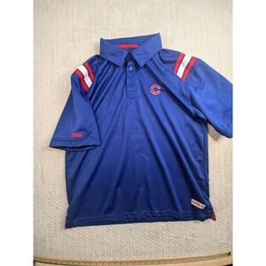 Stitches MLB‎ Chicago Cubs Polo Shirt Mens Blue Red White Stripes Large